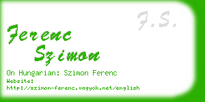 ferenc szimon business card